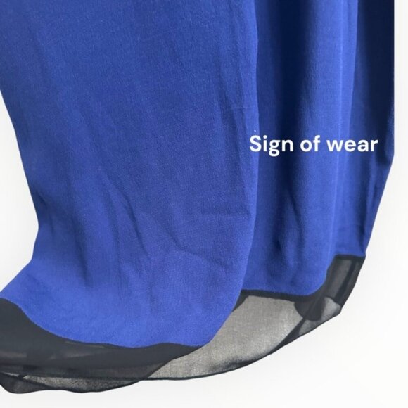 $375 Sandro Paris SILK Remy Marine Blue black Mini sleeveless Dress Size 2 / Med - Picture 6 of 7